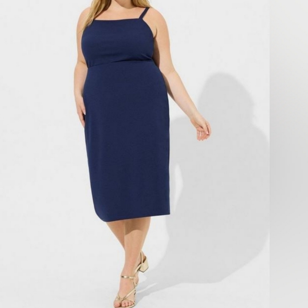 Torrid Navy Blue Midi Sleeveless Sheath Dress Size 3X 22/24 NWT